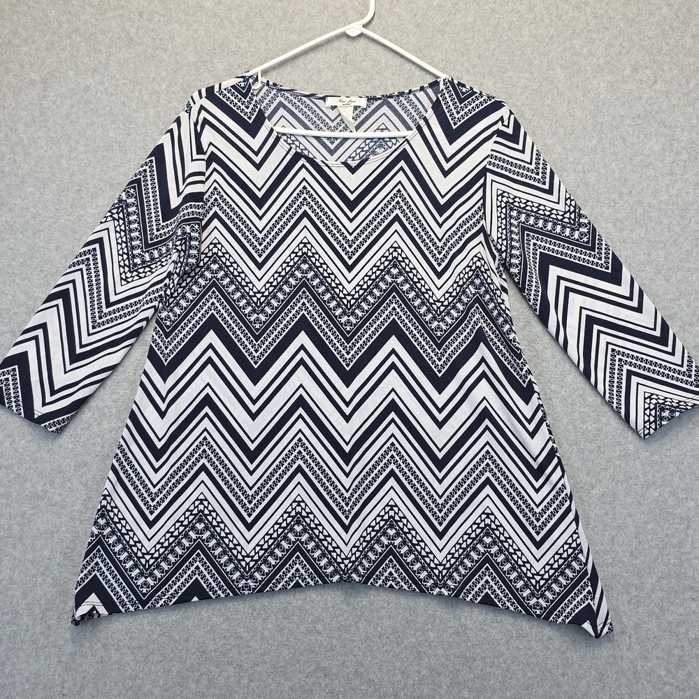 Rue Juju Blue and White Chevron Top